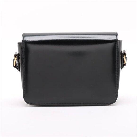 AUTHENTIC Celine Triomphe teen Leather crossbody Shoulder bag Black - Picture 10 of 11